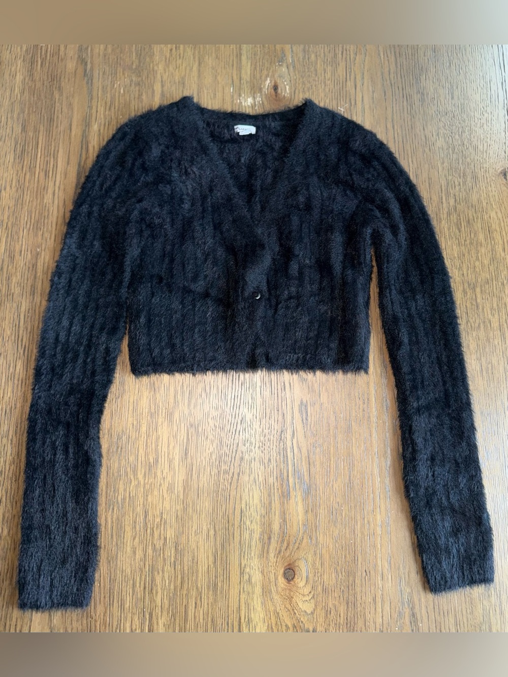 Garage Black Fuzzy Cropped Cardigan